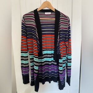 Calvin Klein Multi-Color Striped Open Front Sweater